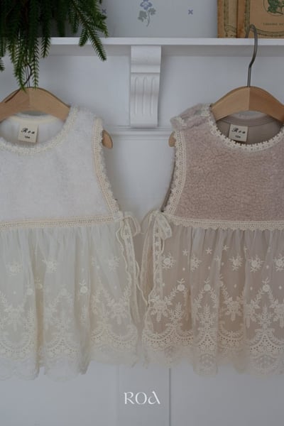 ROA42｜(6m-18m) 2色刷毛蕾絲背心6