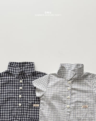 onu53｜(6m-12m) 格紋有領包屁衣4