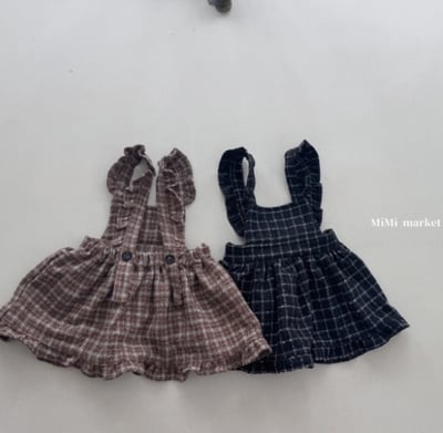mimi market01｜(65-85cm)  格紋圍裙洋裝2