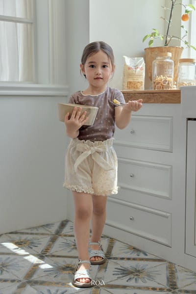 ROA30｜(6m-18m) 2色花邊緞帶短褲7