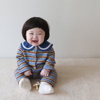 LEMONADE09｜(55cm-85cm) 3色條紋翻領連身衣2