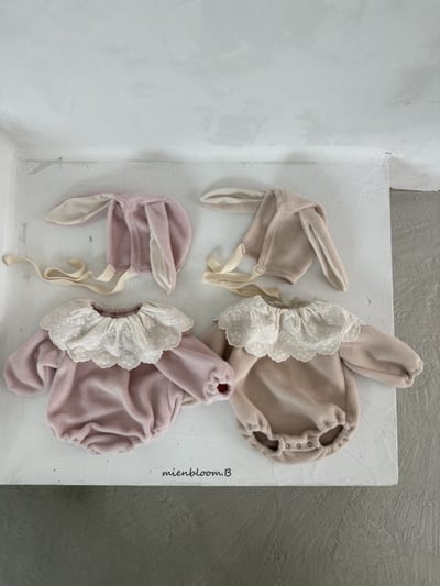 Bloom.b15｜(0m-24m) 刷毛兔子綁帶帽2