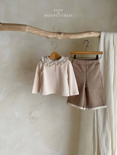 Monpetitbebe14｜(70cm-110cm) 燈芯絨蕾絲微寬褲5