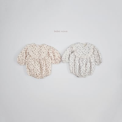 bebe nine11 (55cm-75cm) 2色蕾絲領碎花包屁衣11