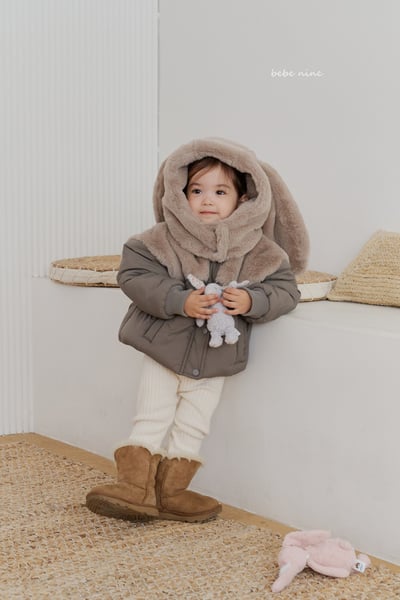 bebe nine36 (65cm-115cm) 2色刷毛暗釦拉鍊連帽小兔外套(帽可拆)7
