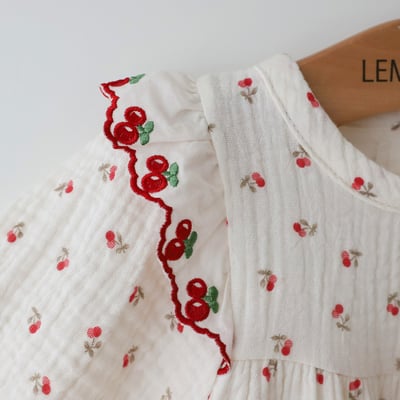 LEMONADE05｜(55cm-85cm) 2色滿版櫻桃/碎花包屁衣含帽子17