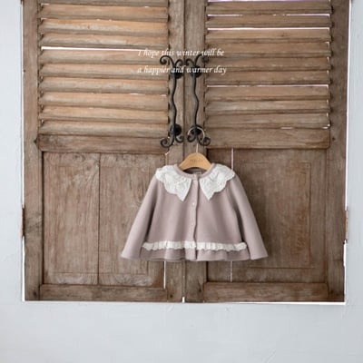 M-KIDS29｜(65-115cm) 3色蕾絲領荷葉邊開襟外套2