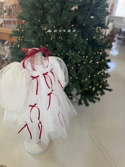 Marron 70｜(1y-6y) 蝴蝶緞帶薄紗蓬蓬洋裝7