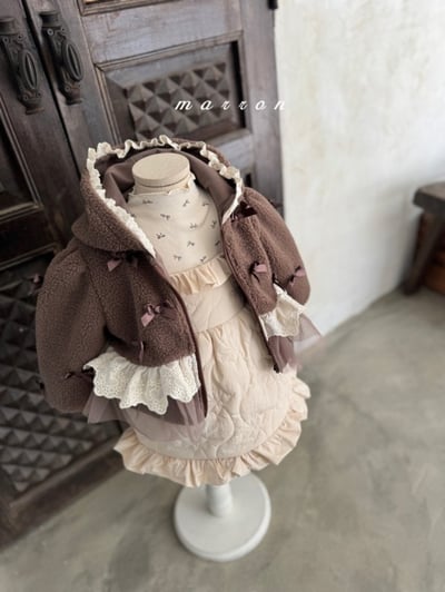 Marron 08｜(1y-6y) 蝴蝶緞帶薄紗裙擺磨毛外套20