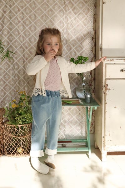 FLO54｜(75-140) 2色針織蕾絲滾邊開襟外套16