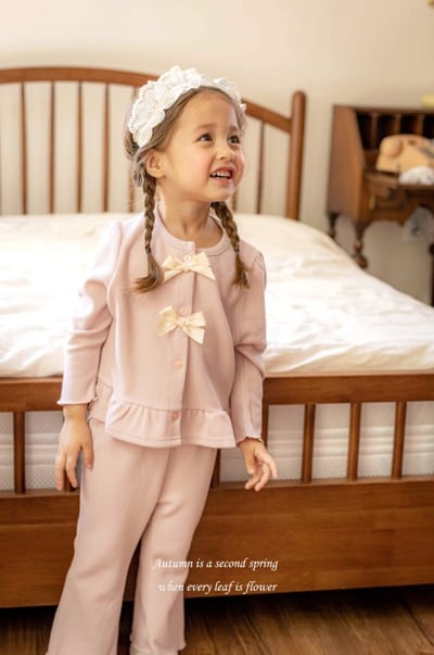 M-KIDS44｜(65-115cm) 2色蝴蝶結緞帶和夜套裝7