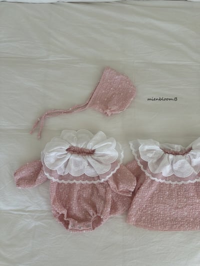 Bloom.b52｜(0m-18m) 印花抓皺綁帶帽5