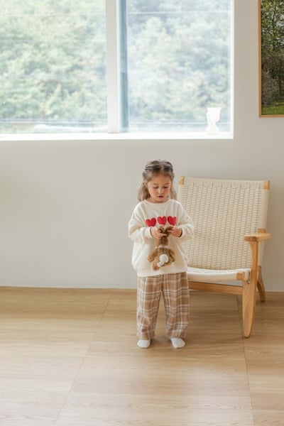 M-KIDS38｜(65-115cm) 2色磨毛格紋直筒褲17