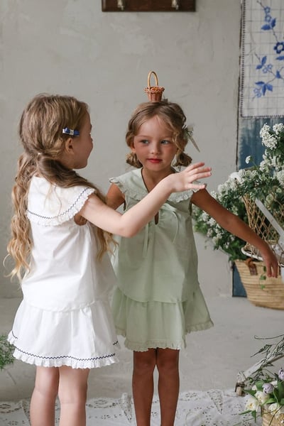 FLO37｜(75-140) 花邊翻領綁帶上衣20