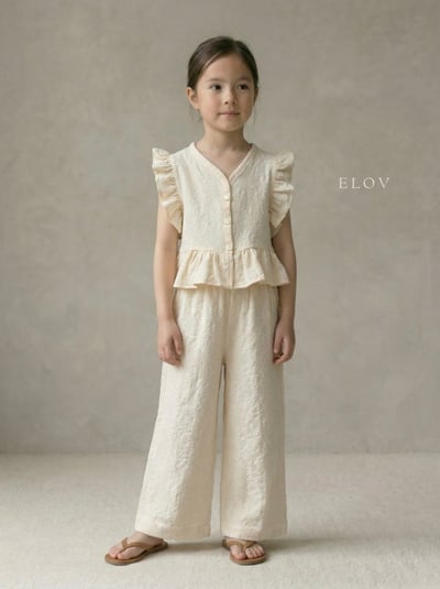 Mon petit11｜(73-118cm) 2色壓紋荷葉袖套裝14