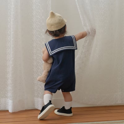 bebe nine35  (6m-24m) 3色海軍翻領連身服1