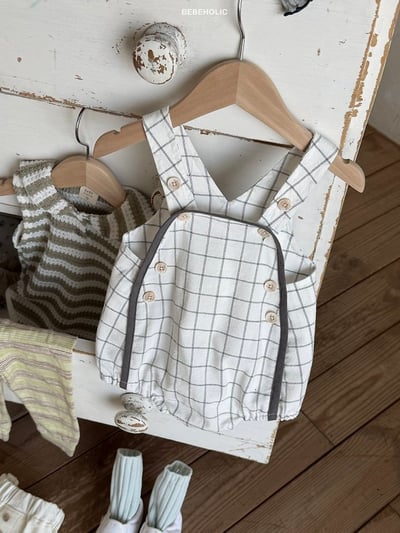 Bebe holic13｜(3m-18m) 曲奇格背帶褲10