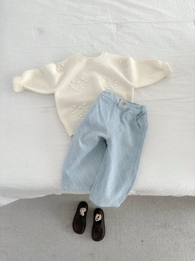 MiniRobe51｜(70-110) 菱形壓紋直筒牛仔褲7