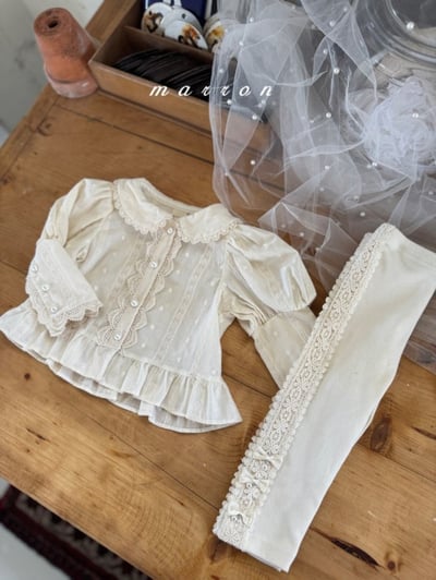 Marron62｜(1y-6y) 蕾絲公主袖襯衫3