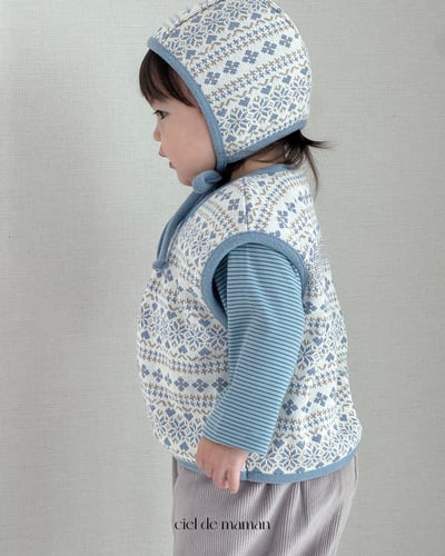 Cieldemaman10｜(6M~24M)  2色雪花針織背心含帽子9
