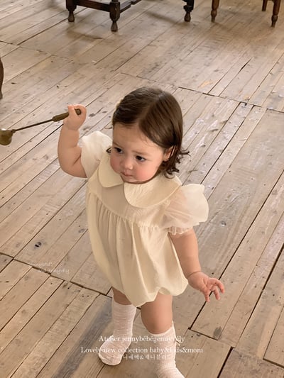 JE21｜(66-120cm) 赫本風網紗袖蝴蝶結包屁衣/洋裝13