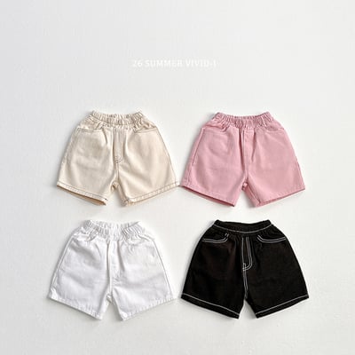 vivid109｜(78cm-125cm) 4款縫線口袋棉質短褲1