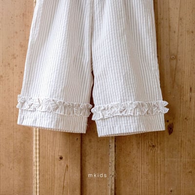M-KIDS23｜(65-115cm) 條紋滾邊直筒長褲9