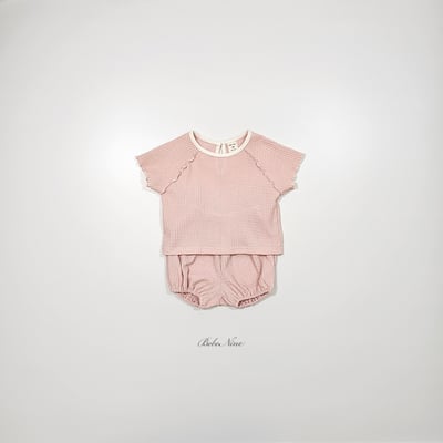 bebe nine02  (6m-24m) 3色休閒木耳邊套裝6