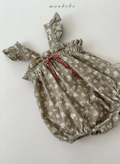 MONBEBE03｜(3m-24m) 春日碎花荷葉包屁衣14