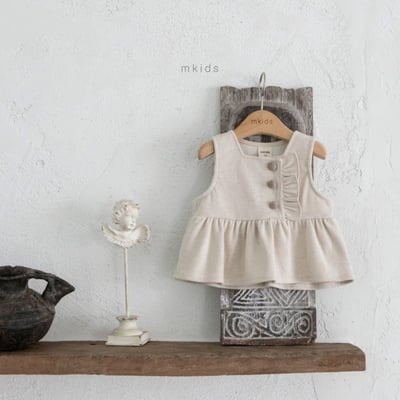 M-KIDS34｜(65-115cm) 2色磨毛荷葉背心6