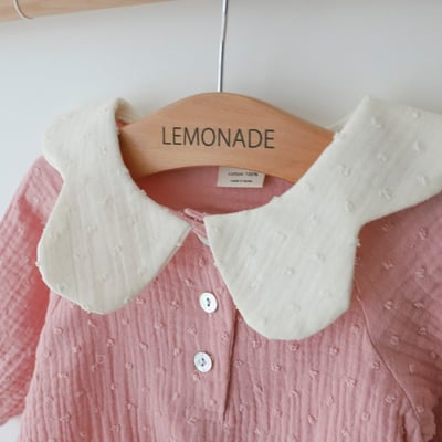 LEMONADE02｜(55cm-85cm) 2色花瓣領包屁衣含帽子12