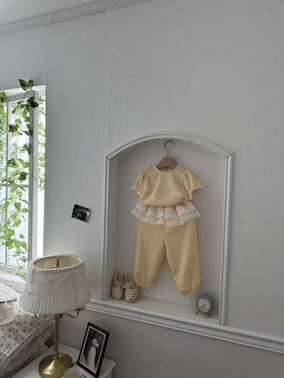 LePetitmot09｜(80-125cm) 蕾絲泡泡袖套裝4