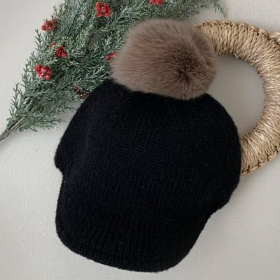 Oottbebe50｜(6m-5y  Free)  棒球毛兔毛帽4