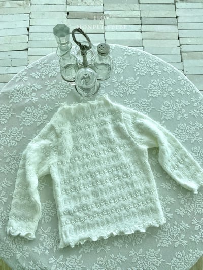 Monpetitbebe07｜(70cm-110cm) 捲邊壓紋花上衣3