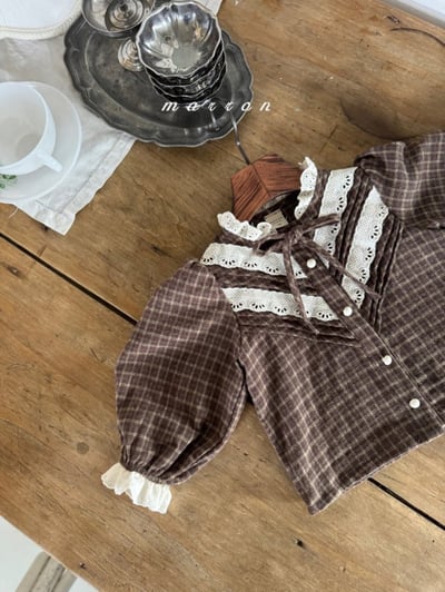 Marron 31｜(1y-6y) 法式古典蕾絲緞帶襯衫2