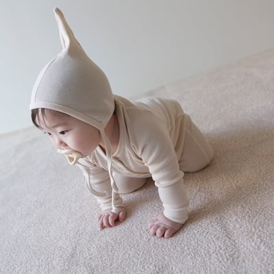 LEMONADE13｜(55cm-85cm) 4色素面排扣連身衣含帽子4