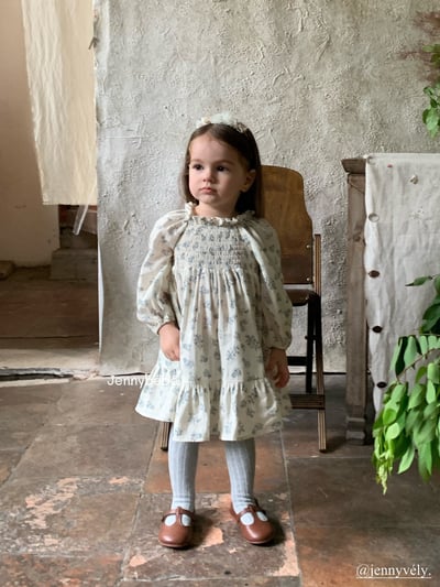 JE569｜(66-120cm) 抓皺碎花公主袖包屁衣/洋裝19