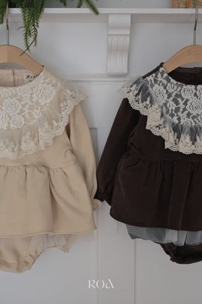 ROA46｜(6m-18m) 2色玫瑰蕾絲薄紗裙包屁衣7