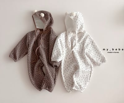 my_bebe24｜(-6m-12m-) 絎縫印花連身衣含帽子3