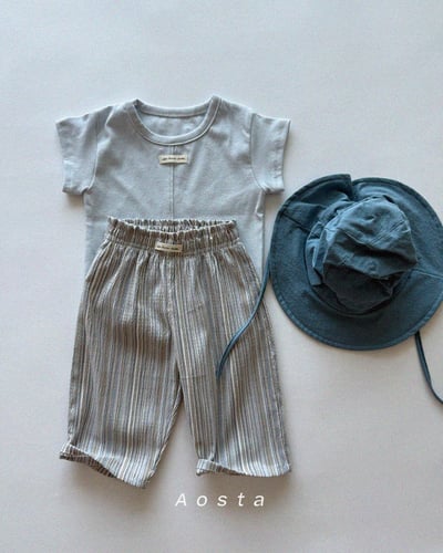 AOSTA56｜(6m-5y) 2款亞麻小標線條褲10