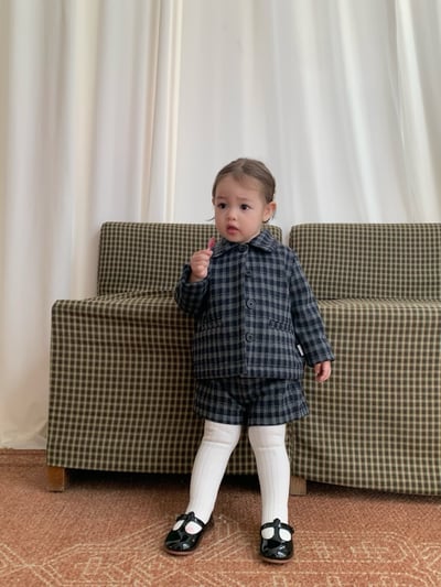 JE633｜(80cm-110cm) 法式格紋套裝/經典圓領上衣8