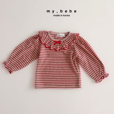 my_bebe11｜(-12m-7y) 荷葉領條紋上衣5
