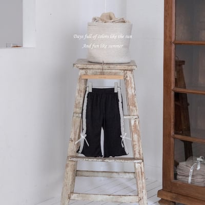 M-KIDS26｜(65-115cm) 蕾絲滾邊蝴蝶結長褲6