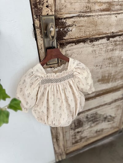 Marron 47｜(3m-18m) 抓週方領碎花包屁衣16