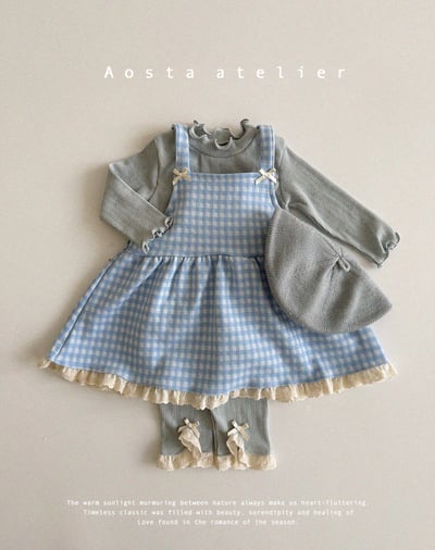 AOSTA｜(4m-5y) 蝴蝶蕾絲吊帶洋裝10