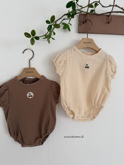 Bloom.b01｜(0m-18m) 櫻桃棉麻包屁衣1