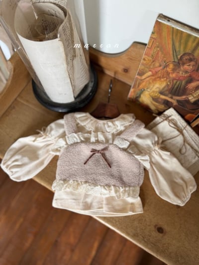 Marron 28｜(1y-6y) 蝴蝶結刷毛肩帶短版背心5