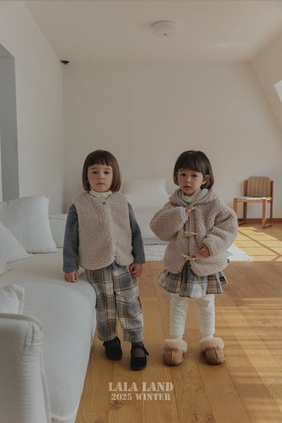 lala land57｜(75cm-120cm) 3色法蘭絨學院格紋長褲6