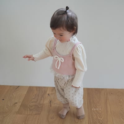 neneru31｜(90cm-115cm) 2色蝴蝶結荷葉小背心6