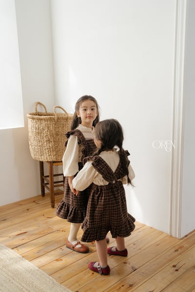 OREN25｜(85-120cm) 復古荷葉邊吊帶洋裝13
